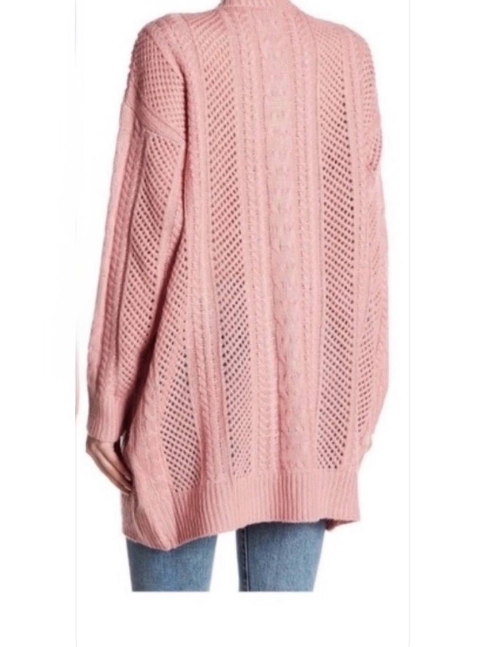 John + Jenn Oversized Cable Knit Sweater in Blush Pink Size S/P - Picture 2 of 10